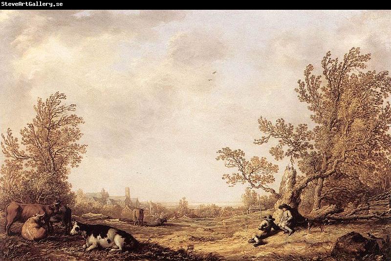 Aelbert Cuyp Meadow with Cows and Herdsmen